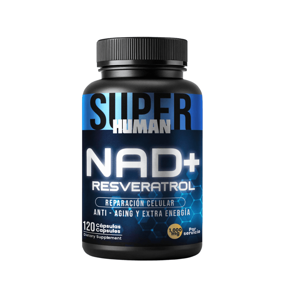 NAD + Resveratrol - Cápsulas de Reparación Celular Antienvejecimiento y Energía Extra (120 Cápsulas) - SuperHuman™